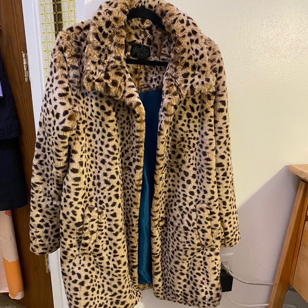 Lucky Brand faux fur cheetah coat